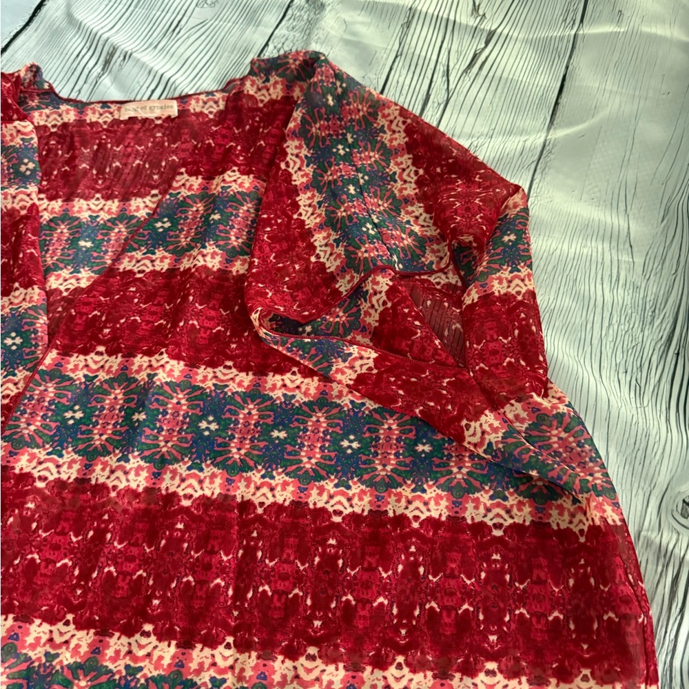 Band of Gypsies Red and Blue Patterned Blouse
